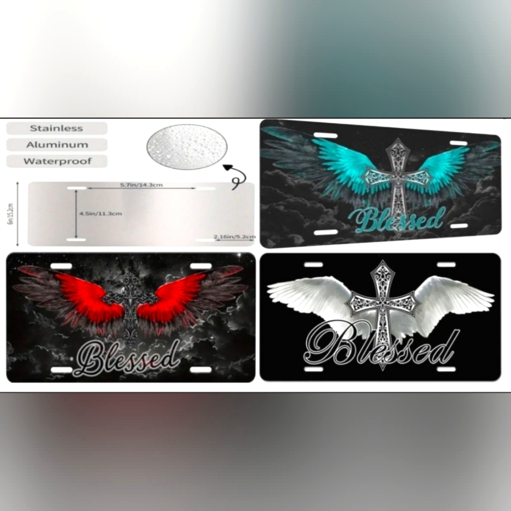 Blessed Angel Wings license plate covers